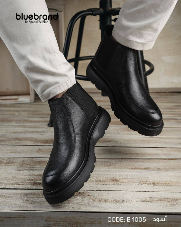 حذاء جلد طبيعي هاف بوت - E1005 - Black