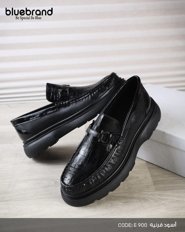 حذاء جلد طبيعي كاجوال بانص - E900 - Black.V