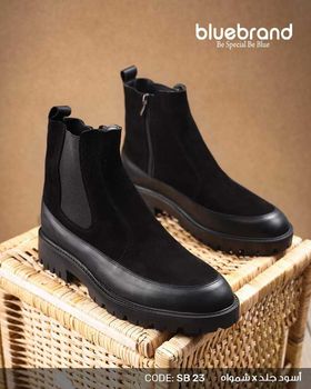 حذاء جلد طبيعي هاف بوت - SB23 - BLACK