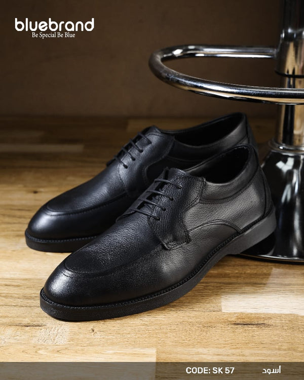 حذاء جلد طبيعي كاجوال برباط - SK57 - Black