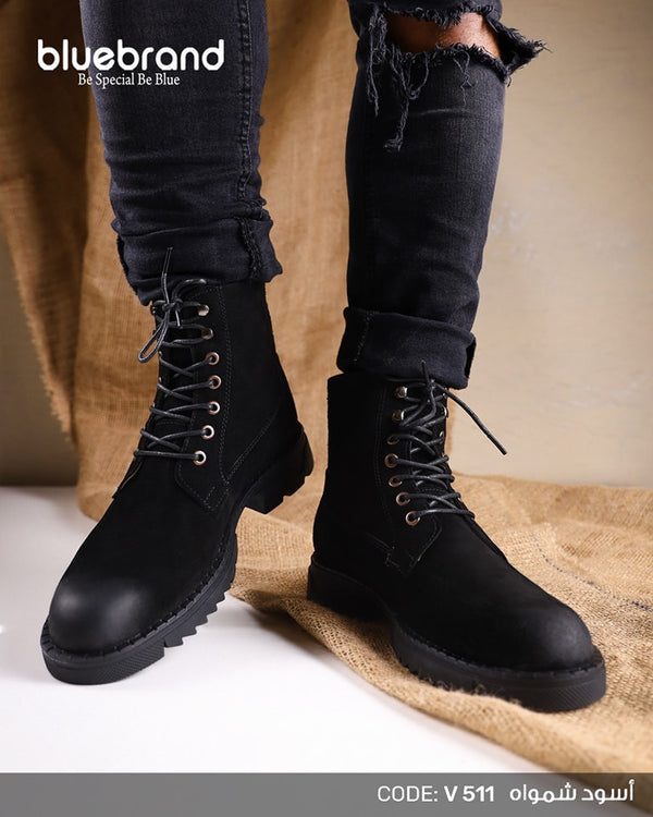 حذاء شمواه طبيعي هاف بوت - V511 - Black