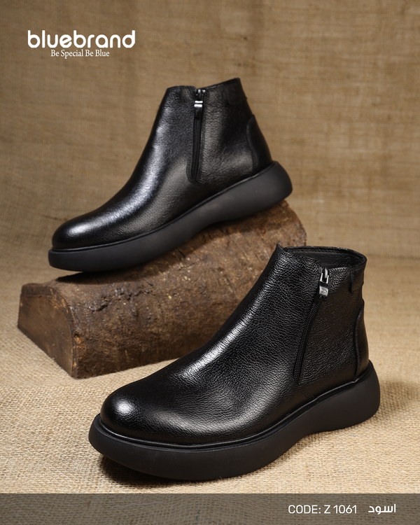 حذاء جلد طبيعي هاف بوت - Z1061