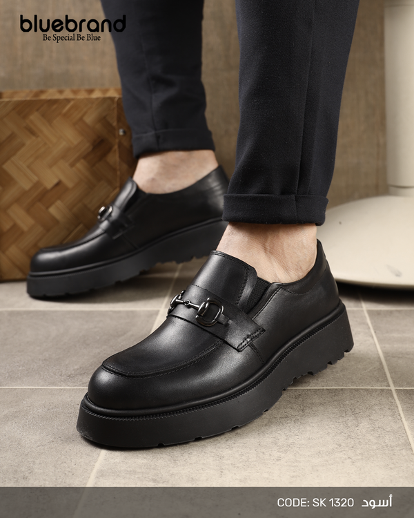 حذاء جلد طبيعي كاجوال بانص - SK1320 - BLACK