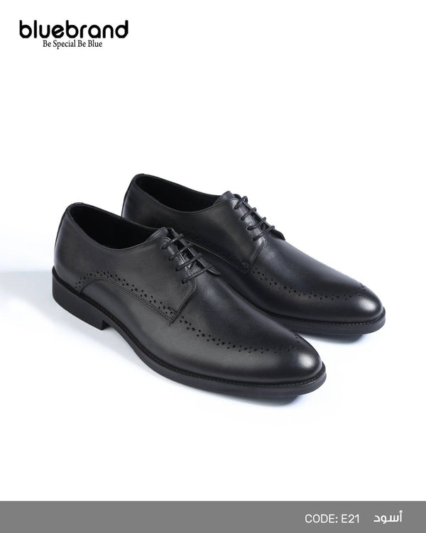 حذاء جلد طبيعي كلاسيك برباط - E21 - Black