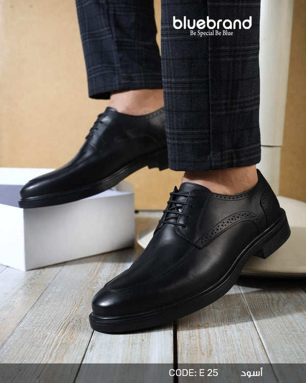 حذاء جلد طبيعي كلاسيك برباط - E25 - Black