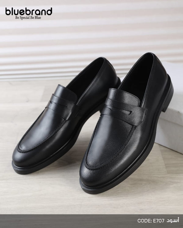 حذاء جلد طبيعي كلاسيك بانص - E707 - Black