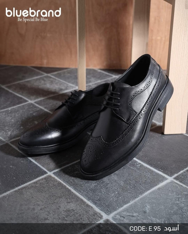 حذاء جلد طبيعي كلاسيك برباط - E95 - Black