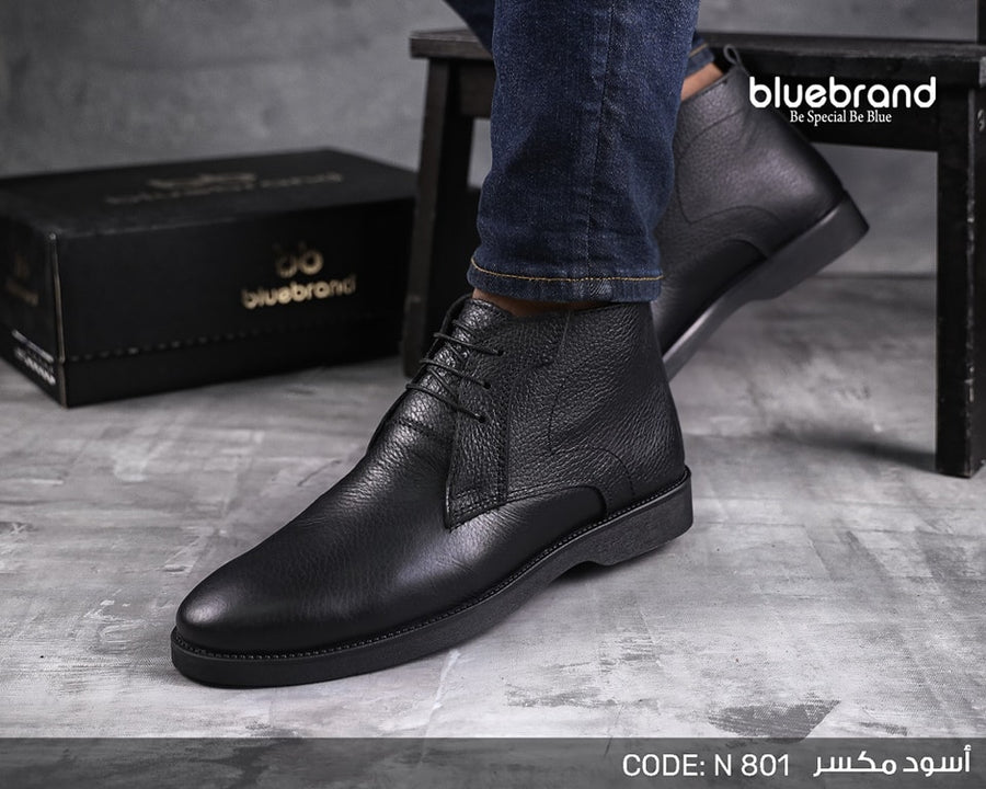 حذاء جلد طبيعي هاف بوت - N801m
