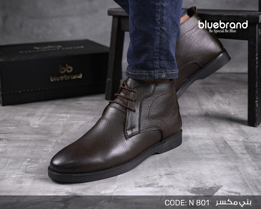 حذاء جلد طبيعي هاف بوت - N801