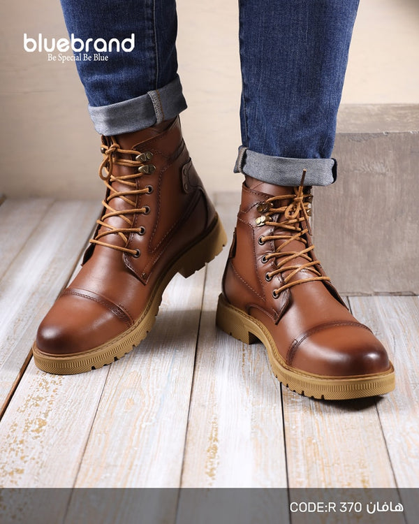 حذاء جلد طبيعي هاف بوت - R370