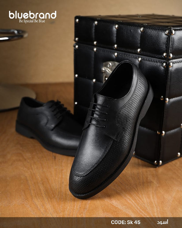 حذاء جلد طبيعي كاجوال برباط - SK45 - Black