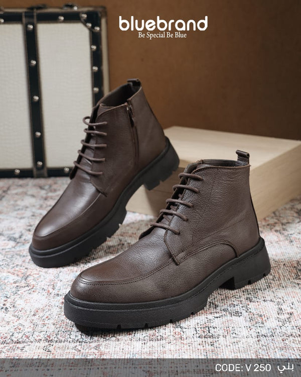 حذاء جلد طبيعي هاف بوت - V250 - Brown