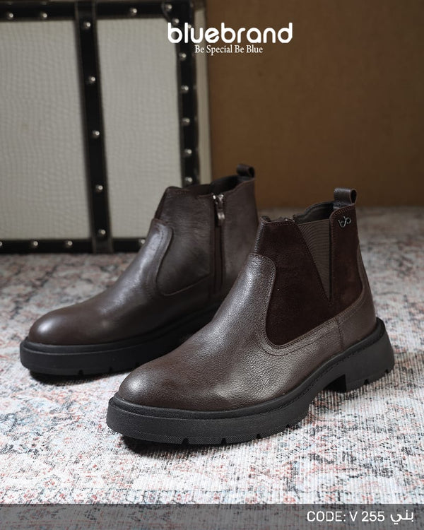 حذاء جلد طبيعي هاف بوت - V255 - Brown